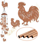 INFUNLY Roosters Wind Chimes for Outside 5.5"×5.4" Chicken Pattern Metal Windchime Aluminum Tube Wind Chime with Little Bells Tubes Memorial Wind Bell for Yard Garden Decor Housewarming Birthday Gift