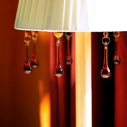 12pcs Raindrop Crystal Chandelier Parts, 53mm Hanging Crystals Glass Beads for Window, Curtain Decoration (Amber)
