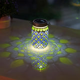 Stargarden 2 Pack Mosaic Solar Lantern , Outdoor Hanging Lantern Waterproof Table Lamp Mosaic Night Light for Tree, Garden, Patio, Yard, Outdoor(Blue Green)