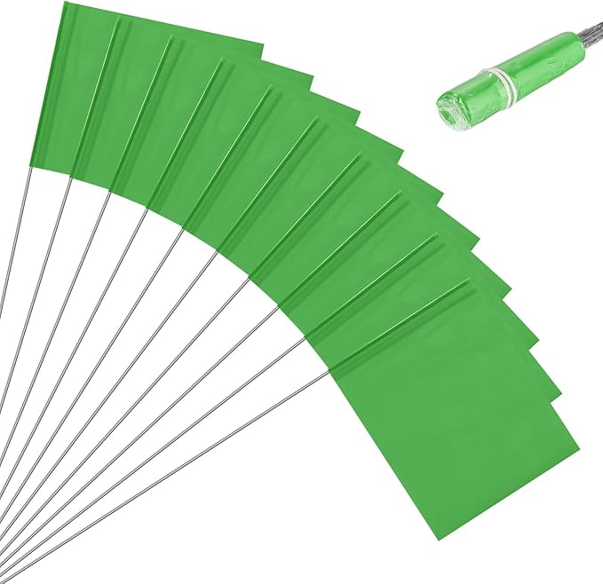 M METERXITY 10-Pack Blank Marking Flags, 15x5.1x4 Inch Waterproof Yard Flags Marking for Lawn/Garden/Irrigation/Landscape/Sprinkler/Survey/Dog Training/DIY [Green]