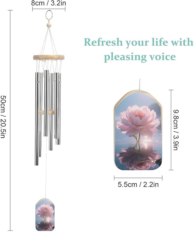 Wind Chimes for Outside Metal Wind Chimes Waterborne Pink Flowers Garden Backyard and Patio Decoration