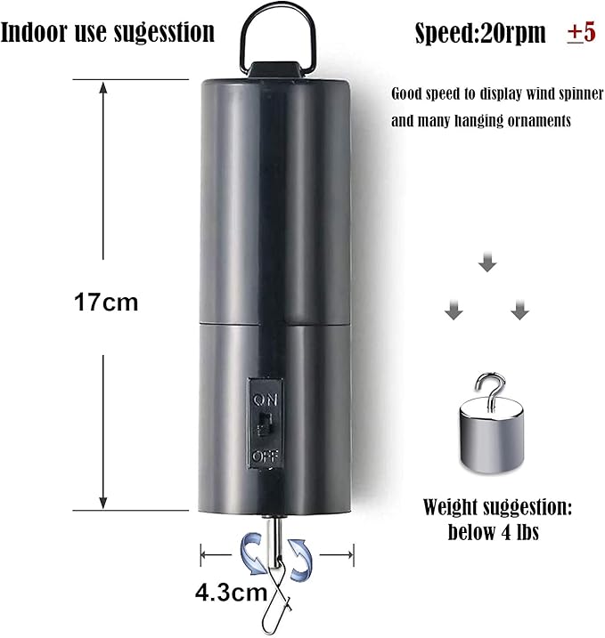 Hanging Display Motor Battery Operated 20 RPM Rotating Motor for Wind Spinner Mobile Yard Decor Hanging Ornaments Outdoor Sculptures-Medium Speed