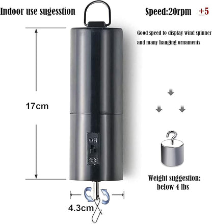 Hanging Display Motor Battery Operated 20 RPM Rotating Motor for Wind Spinner Mobile Yard Decor Hanging Ornaments Outdoor Sculptures-Medium Speed