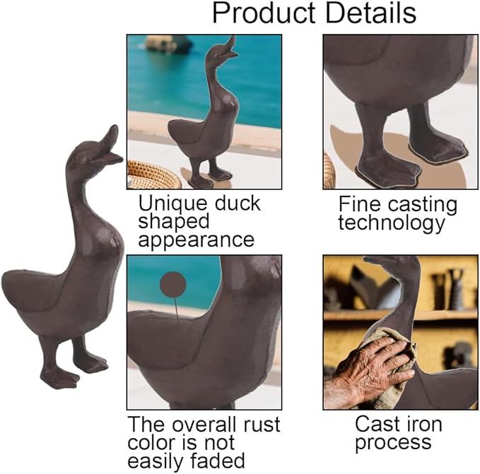Cast Iron Duck Garden Concrete Garden Statues Duck, Garden Yard Pond Decor Rustic Antique Brown-Duck Door Stop