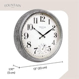 Maison in/Outdoor Clock with Thermometer, 2 in One Weather Station (Weather Thermometer/Wall Decoration) (Galvanized, 13 inch)