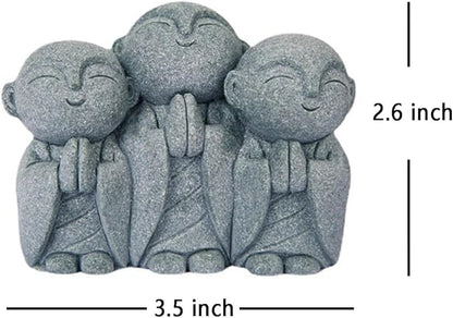 OwMell Japanese Jizo Monk Statue, Buddha Jizo Figurine Memorial Aquarium Statue Ornament - Smiling