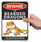 SmartSign Funny Beware Of Bearded Dragons Warning Sign - 10"x7", 40 mil Laminated Rust-free Aluminum - Metal Signs for Wall Decor, Outdoor, Patio, Gifts, Cafe - Dragon Theme, Made in USA