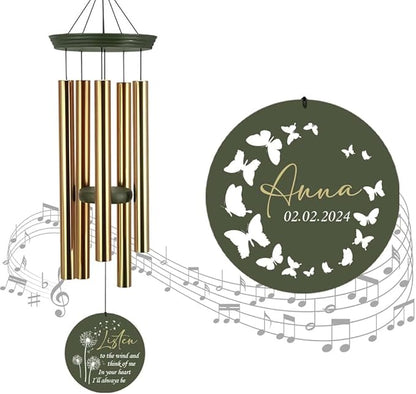 ASTARIN Memorial Butterfly 36" Wind Chimes, Personalized Name Sympathy Wind Chime, in Memory of Loss Mom Loved One, Large Deep Tone Bereavement Windchimes for Clearance(Produced in USA)