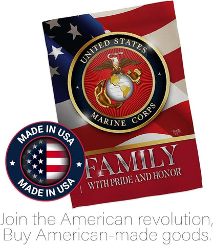 US Marine Family Honor House Flag - Pack Armed Forces Corps USMC Semper Fi United State American Military Veteran Retire Official Support Our Troops - Garden Yard Gift Double-Sided 28 X 40