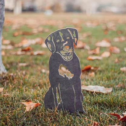 Dog Style Metal Puppy Silhouette Garden Statues French Bulldog/Doberman Pinscher Backyard Lawn Stakes, Festival Decorations & Yard Decor Iron Art (T)