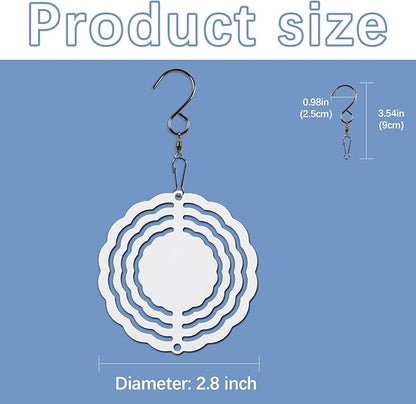50 Pcs Sublimation Wind Spinner Blanks Bulk USA Warehouse Aluminum Metal Wind Spinners Hanging Sublimation Ornaments for Heat Press Transfer Sublimation Blank Wind Spinners DIY Gift