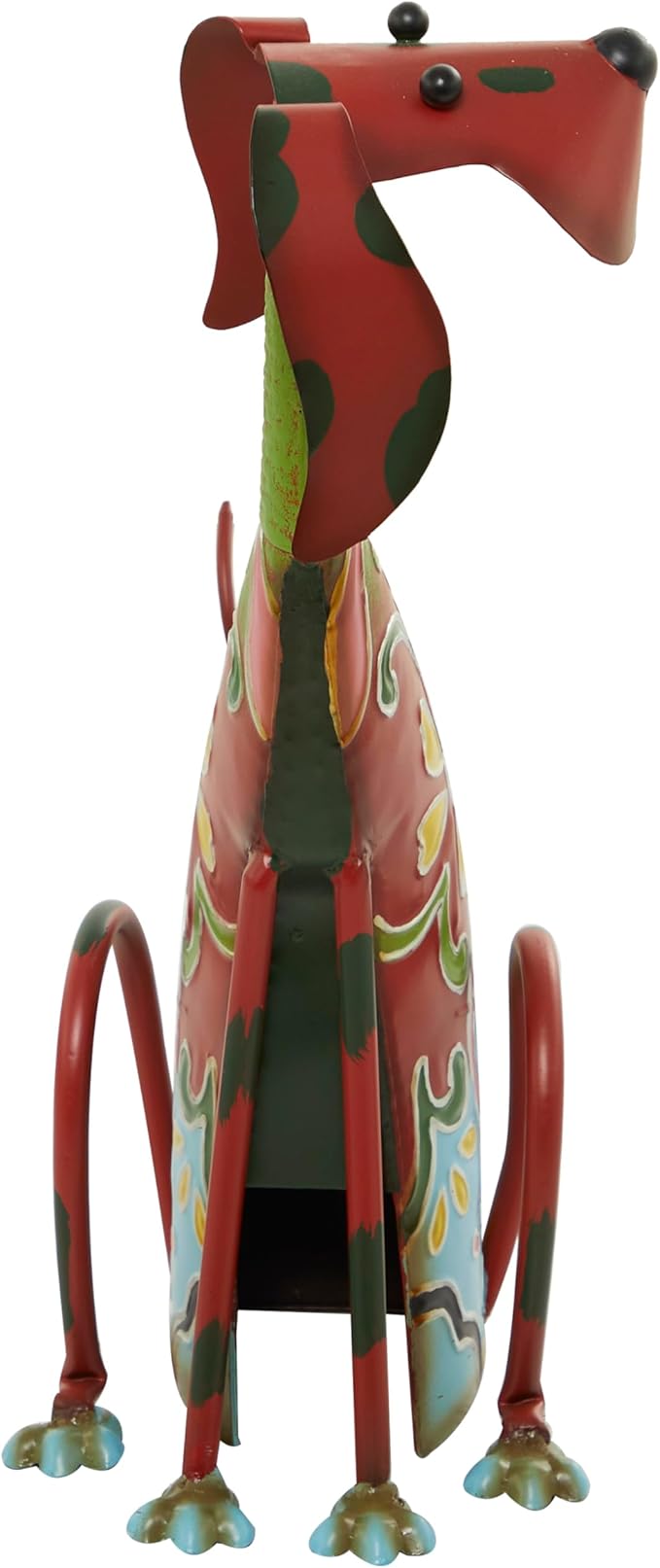 Deco 79 Metal Dog Decorative Garden Sculpture Indoor Outdoor Garden Statue with Floral Pattern, Outdoor Sculpture 7" x 11" x 17", Multi Colored