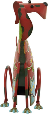Deco 79 Metal Dog Decorative Garden Sculpture Indoor Outdoor Garden Statue with Floral Pattern, Outdoor Sculpture 7" x 11" x 17", Multi Colored