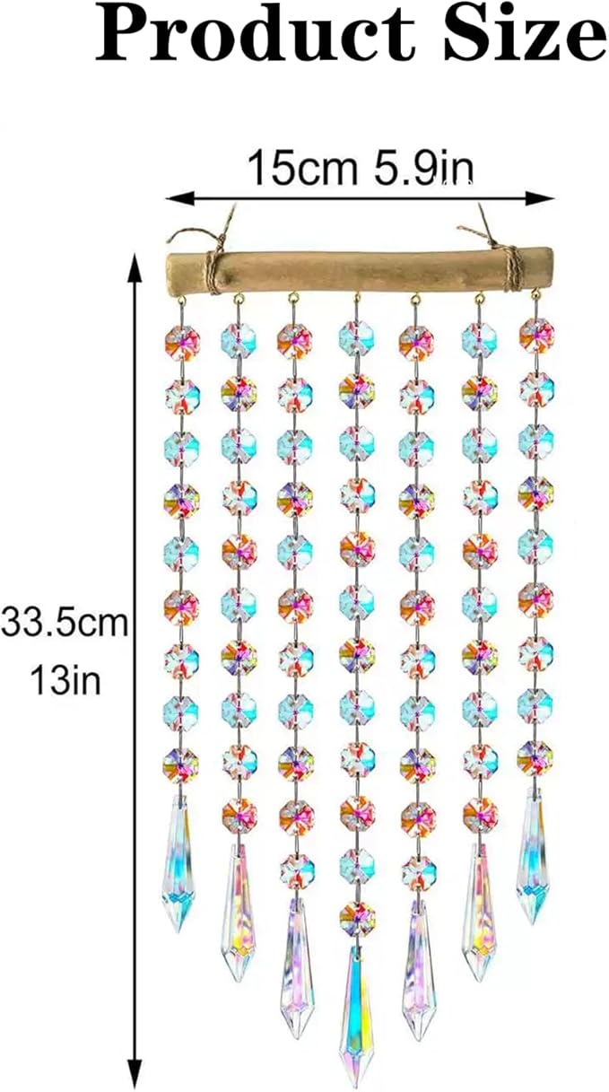 Crystal Window Suncatchers, Hanging Prism Sun Catcher Ornament Garden Rainbow Maker Wind Chime Crystal Prisms Ornament for Wedding, Party, Bedroom Decor