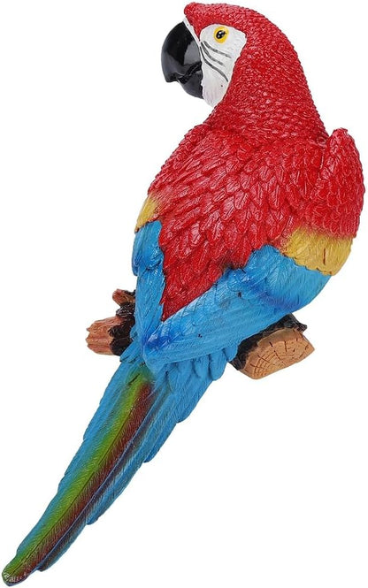 Parrot Decor Decorations for Outside Patio, Large Realistic Parrot Statues for Pool Deck Garden Yard Lawn, Lifelike Bird Sculpture Tropical Animal Figurines for Tree Wall Decor(Red)
