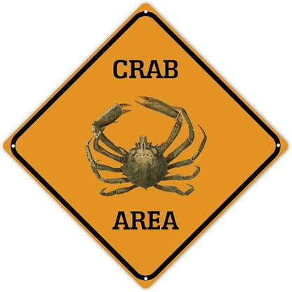 Crab Area Xing Caution Crossing Sign Ocean Animal Metal Tin Sign Warning Sign Novelty Road Fence Yard Wall Decor For Indoor Outdoor Man Cave Highway 10x10in