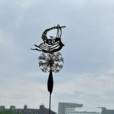 Flower Fairy Dancing with Dandelion Garden Sculpture,Angel Metal Ornaments Stainless Steel Statue Decorations,Wonderland Outdoor Yard Lawn Patio Stakes Sculptures Decor (G)