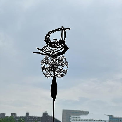 Flower Fairy Dancing with Dandelion Garden Sculpture,Angel Metal Ornaments Stainless Steel Statue Decorations,Wonderland Outdoor Yard Lawn Patio Stakes Sculptures Decor (G)