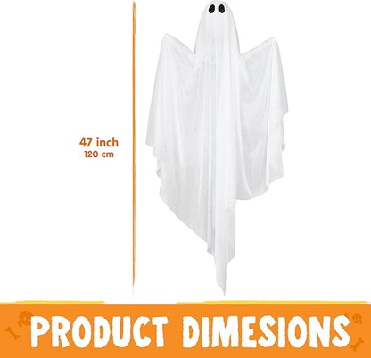 JOYIN 2 Pcs 47” Halloween Light up Hanging Ghost Decoration Outdoor, Halloween Hanging Ghosts Decoration with Blue LED Light for Front Yard Patio Lawn Garden Party Decor Indoor Outdoor