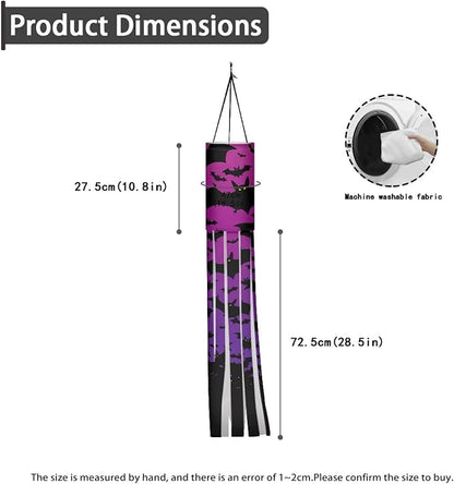 Halloween Purple Black Bat Windsock 2 Pieces Front Yard Patio Lawn Garden Party Decor Halloween Spooky Horror Decoration Machine Washable
