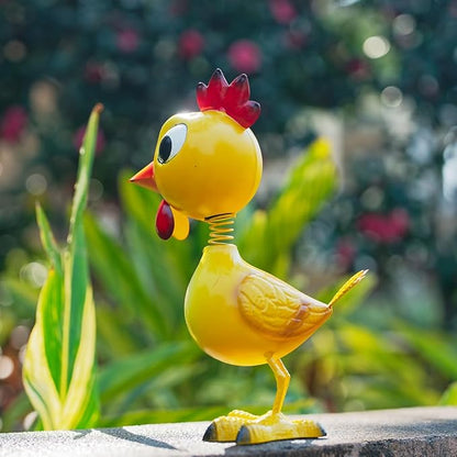 Metal Chicken Statue Garden Decor, Rooster Garden Statue, Chicken Rooster Decor Yard Art for Home Kitchen Outdoor Patio Lawn Decor