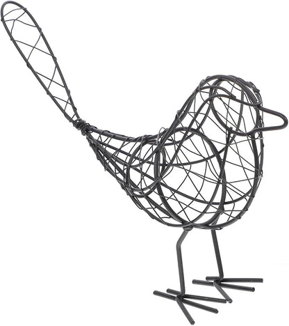 BESPORTBLE 1Pc 20x23cm Garden Figurines Creative Metal Iron Wire Bird Craft Garden Collectible Statue for Decoration Garden(Black)