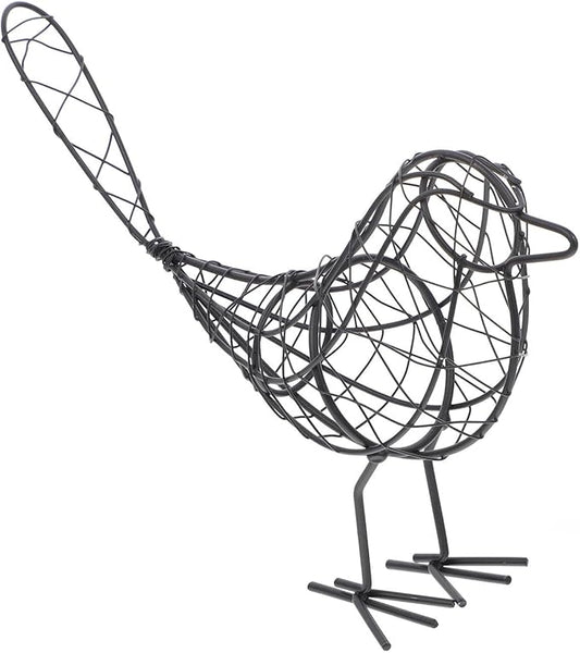 BESPORTBLE 1Pc 20x23cm Garden Figurines Creative Metal Iron Wire Bird Craft Garden Collectible Statue for Decoration Garden(Black)