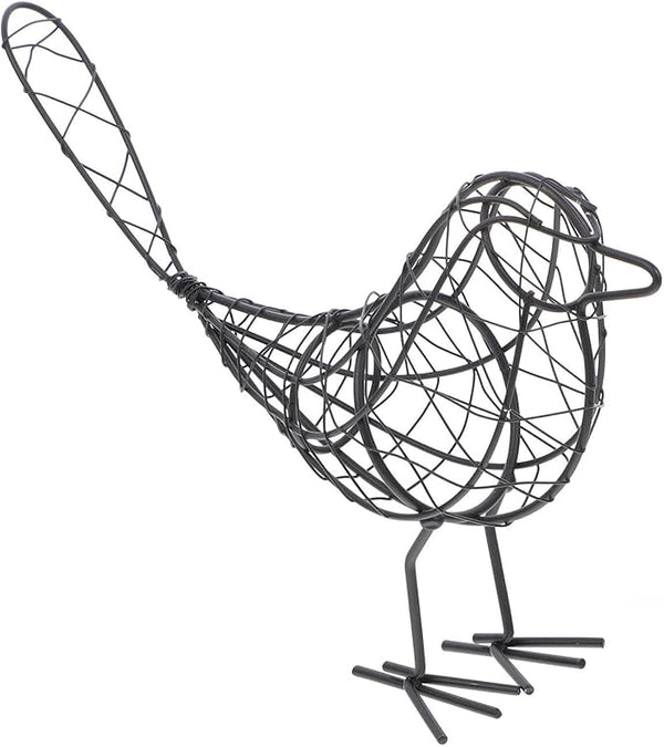 BESPORTBLE 1Pc 20x23cm Garden Figurines Creative Metal Iron Wire Bird Craft Garden Collectible Statue for Decoration Garden(Black)