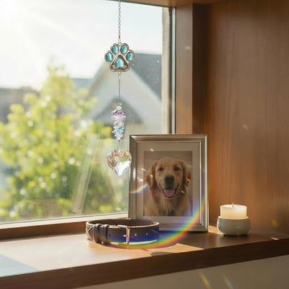 Pet Memorial Gifts for Dogs Cats: Heart Crystal Suncatcher Dog Memorial Gifts Loss of Dog Sympathy Gift Pet Remembrance Gift for Grieving Friends Family Member, Cat Memorial Gifts for Loss of Cat