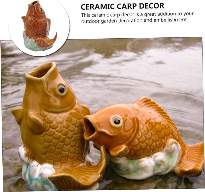 Kisangel Carp Statue Fountain Nozzle 4.33 Inch Outdoor Garden Water Spray Sprinkler for Pond Water Feature and Yard Decor