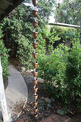 Autumn Oak Copper Rain Chain with Installation Kit - 9 Foot