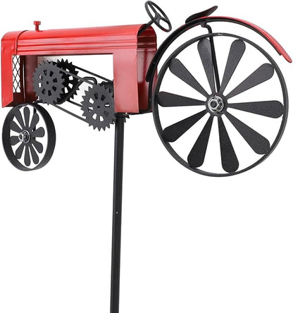 Farm Tractor Windmill,Tractor Wind Spinner Yard Ground Stake Statue Garden Windmill Decoration Lawn Floor Stakes Art Ornament for Outdoor Garden Yard Patio Decor (Red)