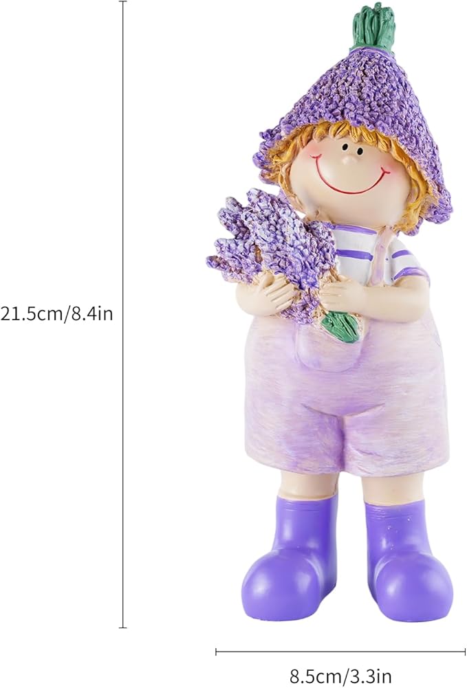 Figurines Spring Decor Garden Decor for Outside Whimsical Boy and Girl Outdoor Decor Resin Lavender Theme Spring Home Decor Indoor for Valentine's Day