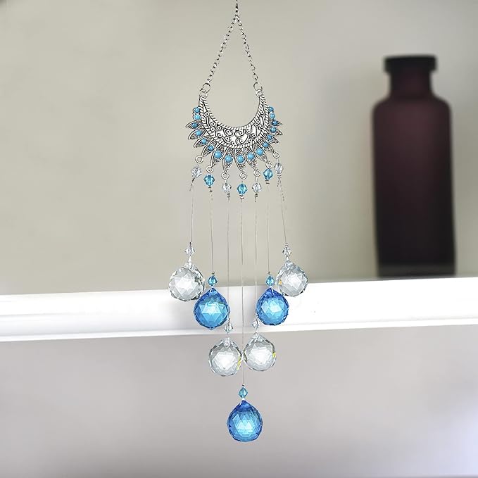Crystal Peacock Suncatcher Stained Glass Beads Rainbow Maker Window Wall Hanging Prism Pendant Garden Outdoor Home Decor Ornaments