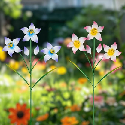Set of 2 Spring Garden Decor,Metal Flowers Decorative Garden Stakes,Waterproof Garden Decor for Outside,Lawn,Patio,Yard