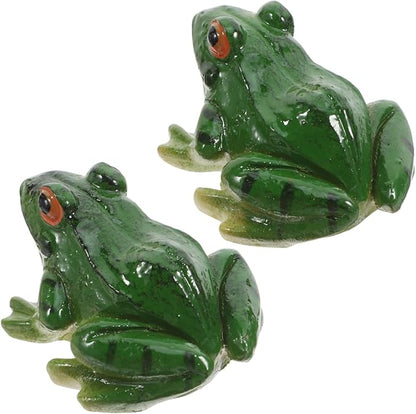 Frog Statue Ornaments - Resin Frogs Micro Landscape Craft Animal Sculpture 2pcs for Garden Yard Patio Fairy Garden Accessories Decor