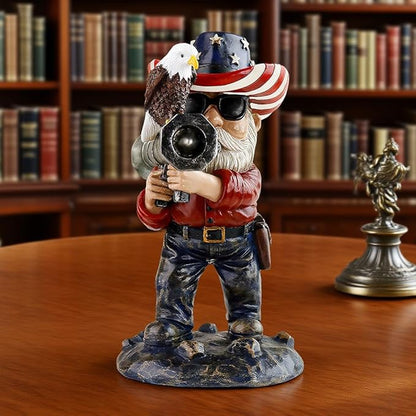 Funny Military Garden Gnome Statue - 7.42 Inch Army Decor for Yard Outdoor Lawn, Weather-Resistant Resin Gnomes Decorations