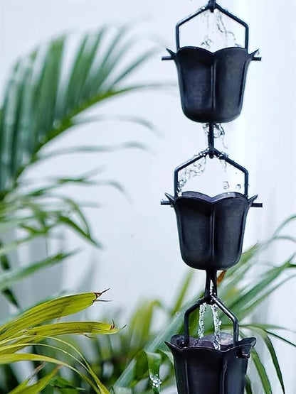 Pentagonal Rain Chain, Bell-Shaped Rain Chain for Gutter Downpipe, Garden Outdoor Decorative Rain Chain(Aluminum Alloy,2.4m/8ft)