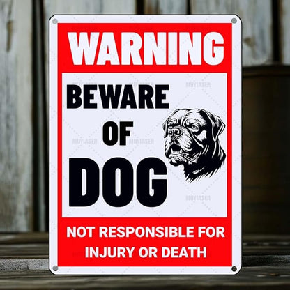 Beware of Dog Sign Mastiff Metal Sign Warning Beware of Dog Signs for Fence Outdoor Farm Garden Gate Home Yard Decor 8x12 Inch
