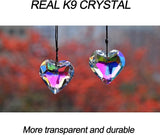 2PCS Simple Geometry Crystal Sun Catcher Prisms, stino Hanging Suncatchers with Glass Prism, Rainbow Maker for Windows, Balcony, Kitchen, Garden Decoration (1, Heart ABColor 2Pcs)