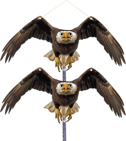 2PCS Hanging Fake Hawk to Keep Pigeon Away from Balcony with Reflective Tape Flat Plastic Hawk to Scare Pigeon Away from Porch Garden Owls to Scare Woodpecker Squirrel for House Fake Hawks Decor