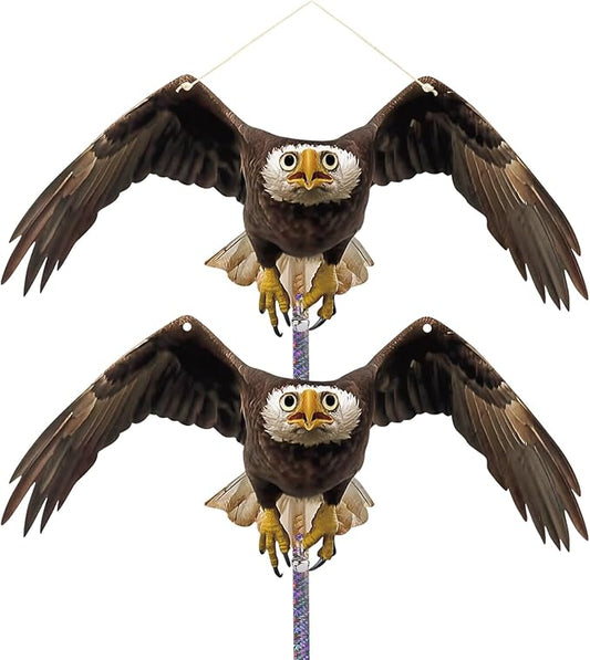 2PCS Hanging Fake Hawk to Keep Pigeon Away from Balcony with Reflective Tape Flat Plastic Hawk to Scare Pigeon Away from Porch Garden Owls to Scare Woodpecker Squirrel for House Fake Hawks Decor