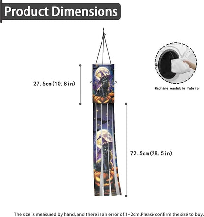 Jeiento Halloween Night Black Cat Welcome Fall Windsock Flag 40" Wind Socks for Outside Hanging Garden Windsock for Trees Balcony Porch Patio Lawn Home Holiday Decor