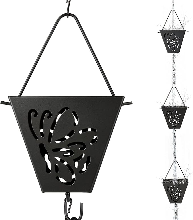 8.5 Ft Rain Chain, Thick Metal Rain Gutter Chains, Adjustable Rain Catcher Chain for Eaves Drainage, Replacement for Downspout, Outdoor Decor