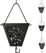 8.5 Ft Rain Chain, Thick Metal Rain Gutter Chains, Adjustable Rain Catcher Chain for Eaves Drainage, Replacement for Downspout, Outdoor Decor