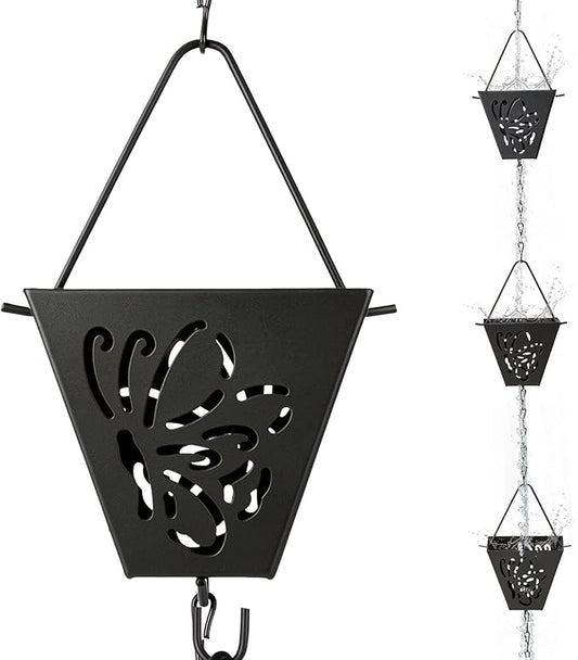 8.5 Ft Rain Chain, Thick Metal Rain Gutter Chains, Adjustable Rain Catcher Chain for Eaves Drainage, Replacement for Downspout, Outdoor Decor
