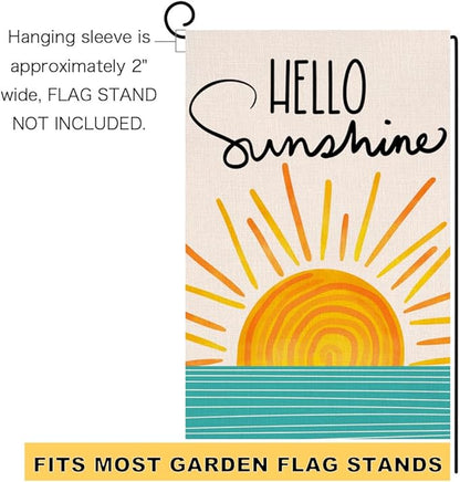 Hello Sunshine Summer Garden Flag 12x18 Vertical Double Sided Farmhouse Holiday Outside Decorations Burlap Yard Flag BW285