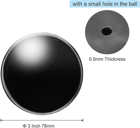 uxcell Gazing Ball 3 Inch 76mm Reflective Sphere Polished Hollow Ball, Stainless Steel Gazing Globe Mirror Ball for Home Garden Outdoor Decoration, Bright Black