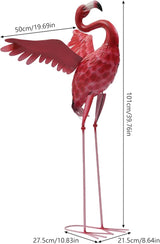 Outdoor Flamingo Garden Statues Set of 1/2/3, Metal Lawn Art Decorations with Rustproof Iron, Lifelike Tropical Bird Sculpture for Yard Patio Terrace Wedding Birthday Gift