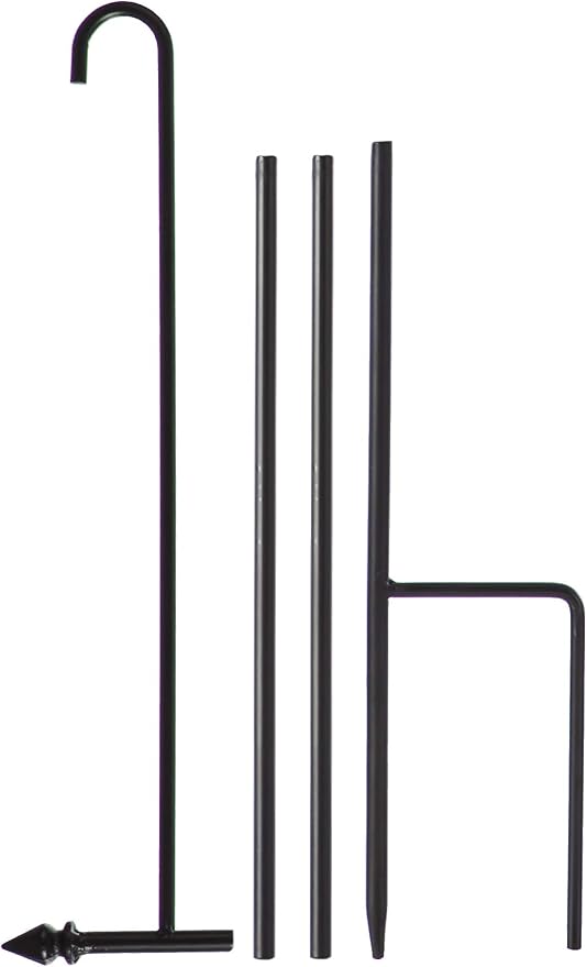 Evergreen Flag Shipping Friendly Black Iron 4-Piece Garden Flag Stand - 16" W x 44" H